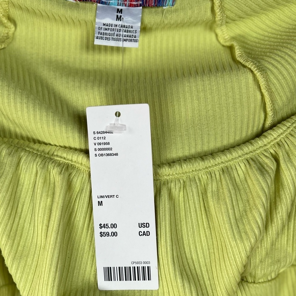 NWT Urban Outfitters Hallie Ribbed Peasant Crop w/Bell Sleeves - Medium in Lime - Picture 5 of 14